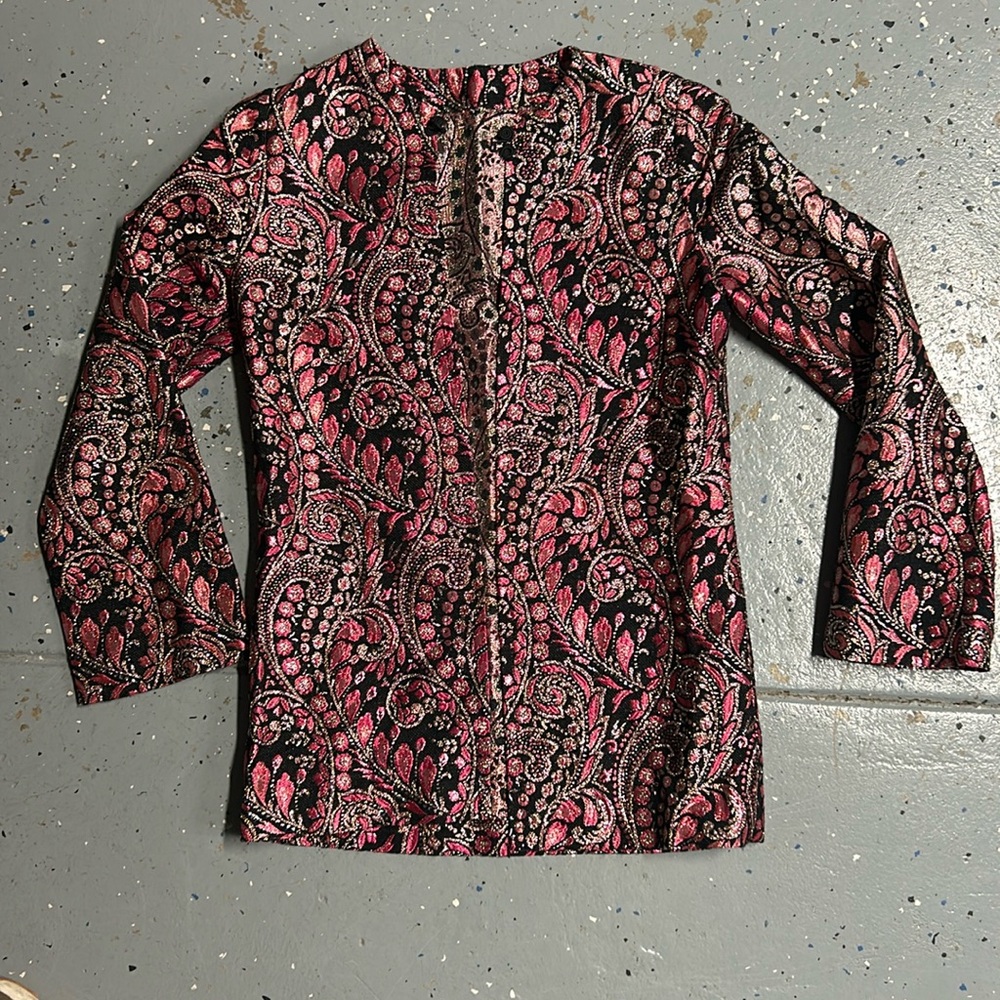 Shimmery pink brocade vintage party jacket